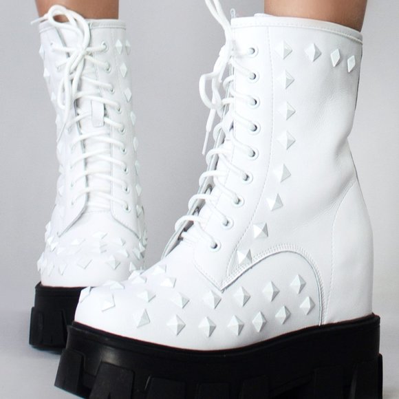 Anthony Wang X WTF Master Kush Angels Mercy White Platform Boots - Picture 1 of 6